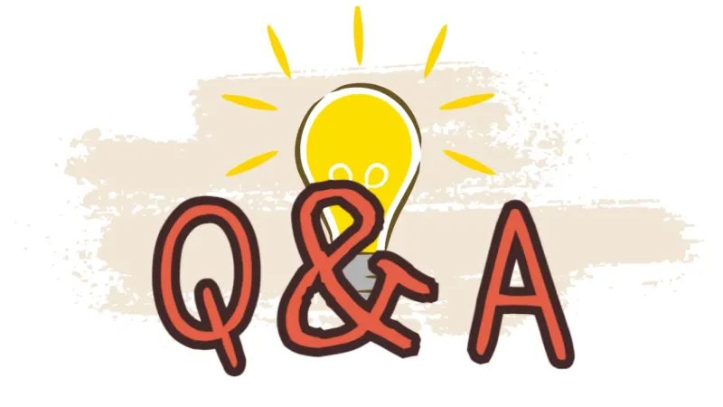 電球のイラスト背景に「Q＆A」のテロップ